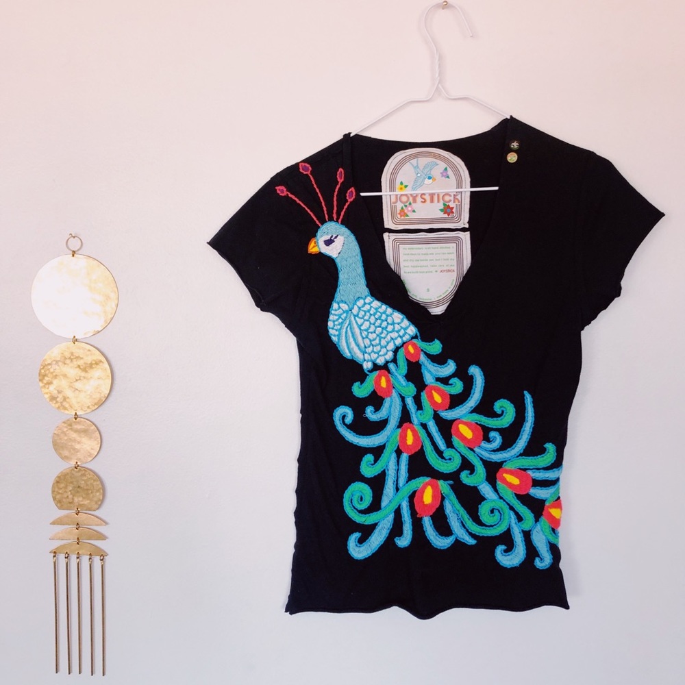 hand embroidered short sleeve vneck top